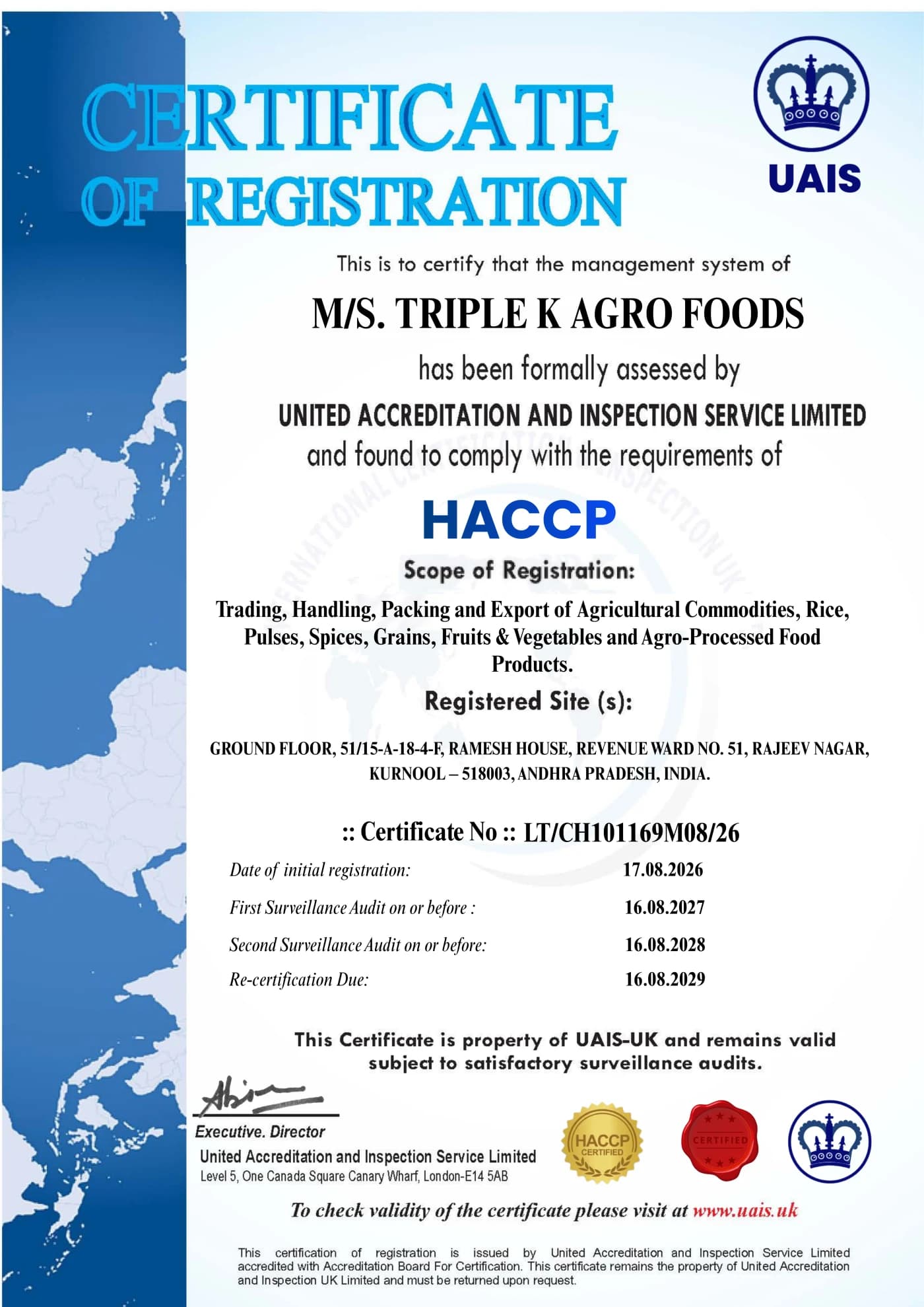 HACCP Certification — page 1