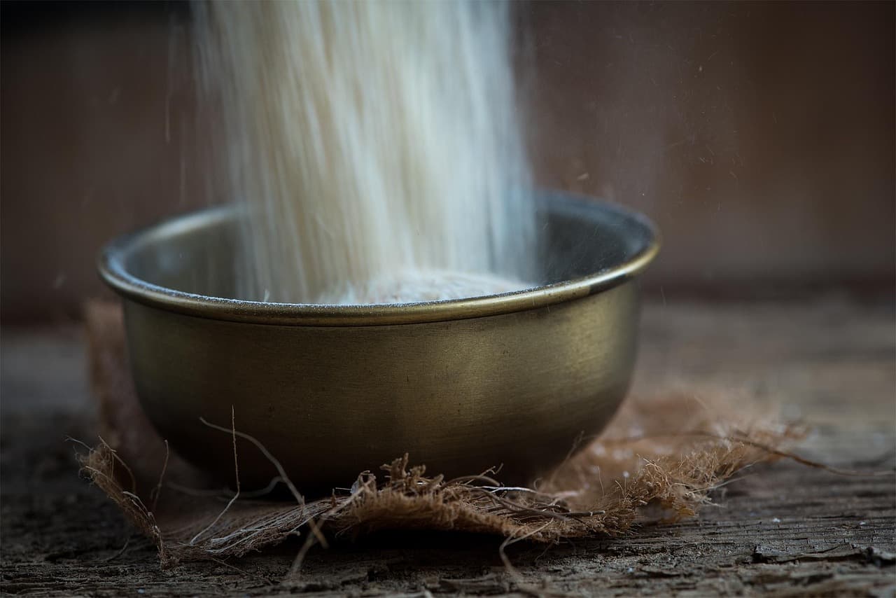 Coarse rice rava (semolina) grits in a bowl